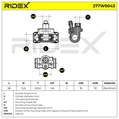 Radbremszylinder RIDEX 277W0043 277W0043 - foto 8