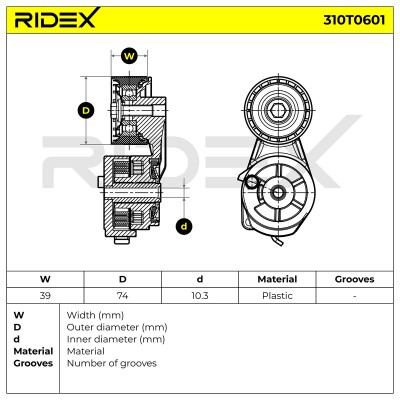 Spannarm Keilrippenriemen RIDEX 310T0601 310T0601 - foto 6