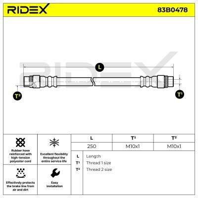 Bremsschlauch RIDEX 83B0478 83B0478 - foto 5