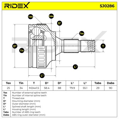 Gelenksatz, Antriebswelle RIDEX 5J0286 5J0286 - foto 5
