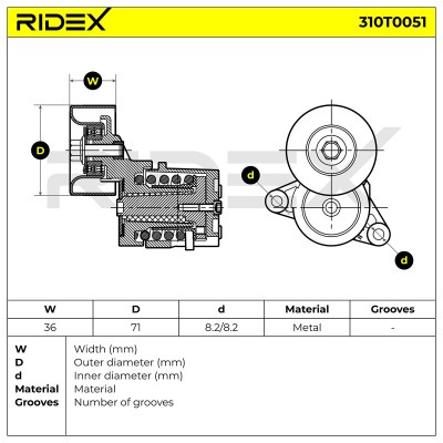 Spannarm Keilrippenriemen RIDEX 310T0051 310T0051 - foto 6