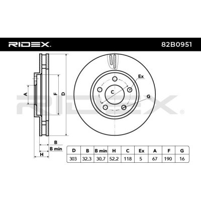 Bremsscheibe RIDEX 82B0951 82B0951 - foto 3