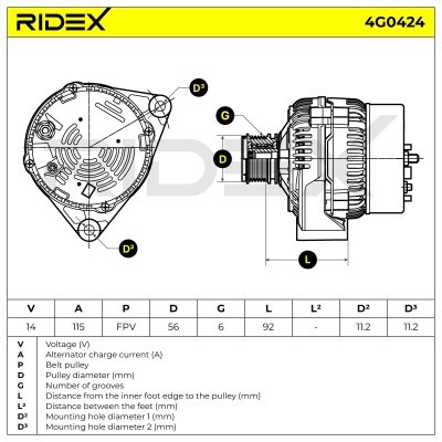 Generator RIDEX 4G0424 4G0424 - foto 7
