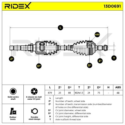 Antriebswelle RIDEX 13D0691 13D0691 - foto 6