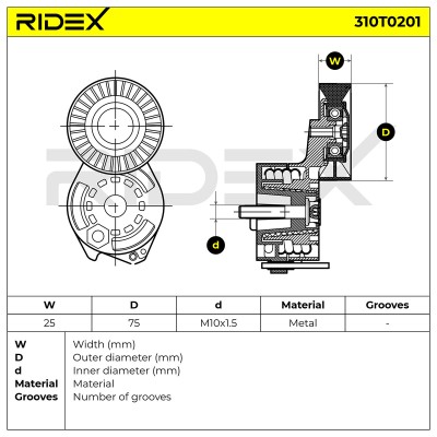 Spannarm Keilrippenriemen RIDEX 310T0201 310T0201 - foto 9