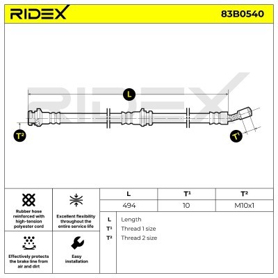 Bremsschlauch RIDEX 83B0540 83B0540 - foto 7