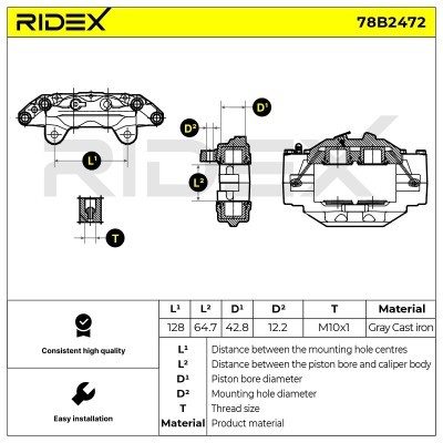 Bremssattel RIDEX 78B2472 78B2472 - foto 2
