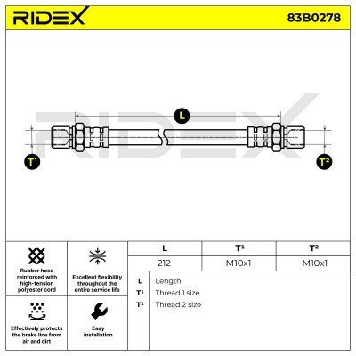 Bremsschlauch RIDEX 83B0278 83B0278 - foto 2
