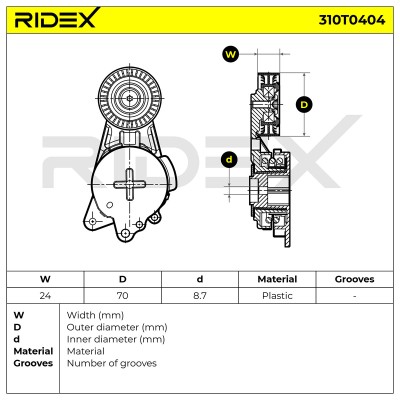 Spannarm Keilrippenriemen RIDEX 310T0404 310T0404 - foto 6