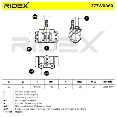 Radbremszylinder RIDEX 277W0060 277W0060 - foto 9