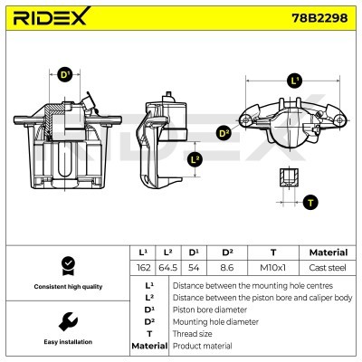 Bremssattel RIDEX 78B2298 78B2298 - foto 3