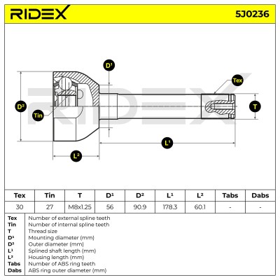 Gelenksatz, Antriebswelle RIDEX 5J0236 5J0236 - foto 5