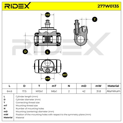 Radbremszylinder RIDEX 277W0135 277W0135 - foto 5