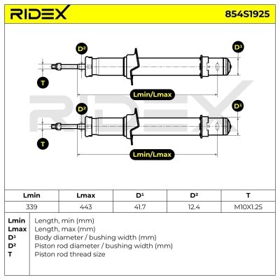 Stoßdämpfer RIDEX 854S1925 854S1925 - foto 7