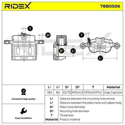 Bremssattel RIDEX 78B0506 78B0506 - foto 6