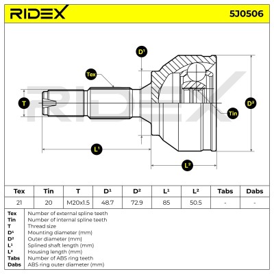 Gelenksatz, Antriebswelle RIDEX 5J0506 5J0506 - foto 5
