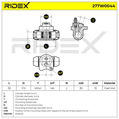 Radbremszylinder RIDEX 277W0044 277W0044 - foto 6