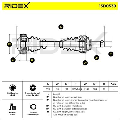 Antriebswelle RIDEX 13D0539 13D0539 - foto 7