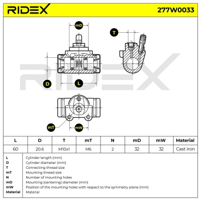 Radbremszylinder RIDEX 277W0033 277W0033 - foto 6