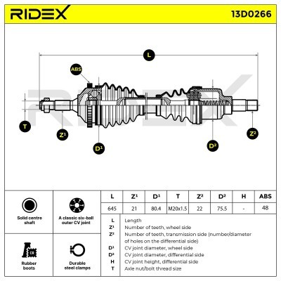 Antriebswelle RIDEX 13D0266 13D0266 - foto 5