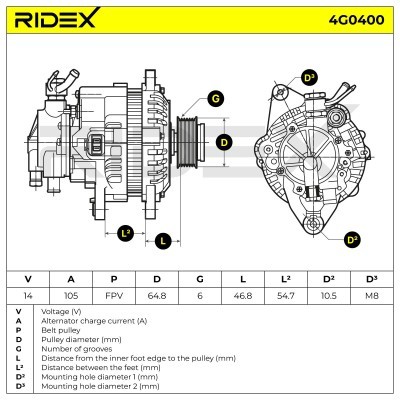 Generator RIDEX 4G0400 4G0400 - foto 7