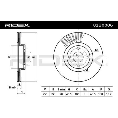 Bremsscheibe RIDEX 82B0006 82B0006 - foto 5