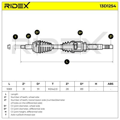 Antriebswelle RIDEX 13D1254 13D1254 - foto 7