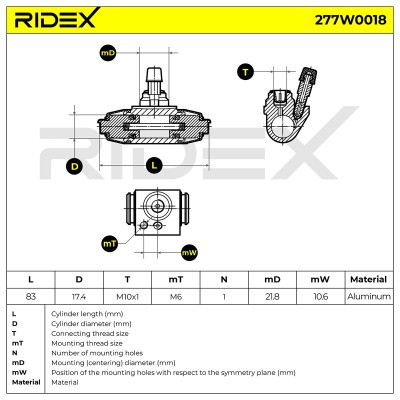 Radbremszylinder RIDEX 277W0018 277W0018 - foto 6