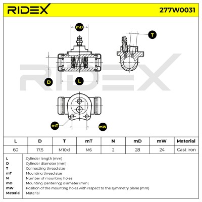 Radbremszylinder RIDEX 277W0031 277W0031 - foto 8