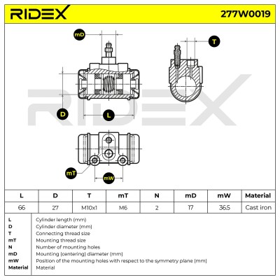 Radbremszylinder RIDEX 277W0019 277W0019 - foto 6