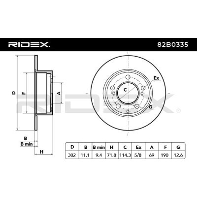 Bremsscheibe RIDEX 82B0335 82B0335 - foto 3