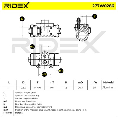 Radbremszylinder RIDEX 277W0286 277W0286 - foto 6