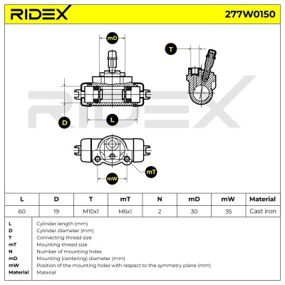 Radbremszylinder RIDEX 277W0150 277W0150 - foto 6