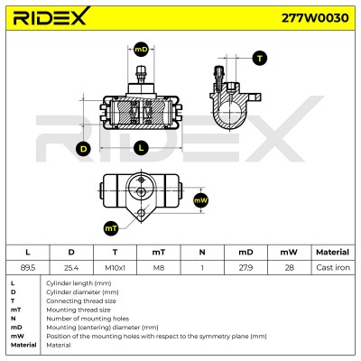 Radbremszylinder RIDEX 277W0030 277W0030 - foto 6
