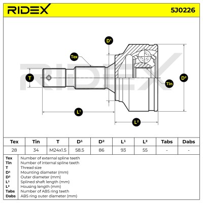 Gelenksatz, Antriebswelle RIDEX 5J0226 5J0226 - foto 6