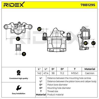 Bremssattel RIDEX 78B1295 78B1295 - foto 5