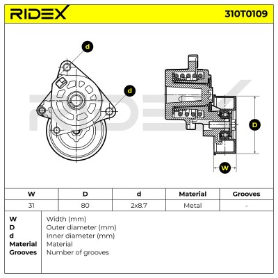 Spannarm Keilrippenriemen RIDEX 310T0109 310T0109 - foto 5