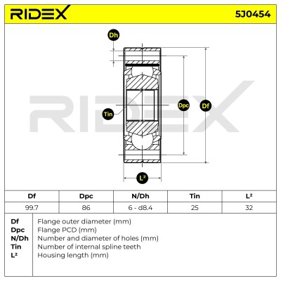Gelenksatz, Antriebswelle RIDEX 5J0454 5J0454 - foto 7