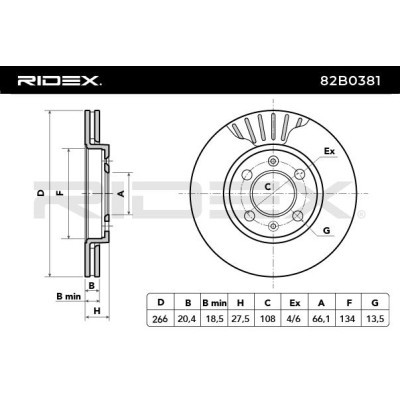 Bremsscheibe RIDEX 82B0381 82B0381 - foto 3