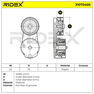 Spannarm Keilrippenriemen RIDEX 310T0405 310T0405 - foto 6