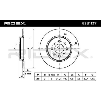 Bremsscheibe RIDEX 82B1137 82B1137 - foto 5