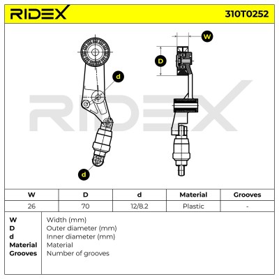 Spannarm Keilrippenriemen RIDEX 310T0252 310T0252 - foto 6