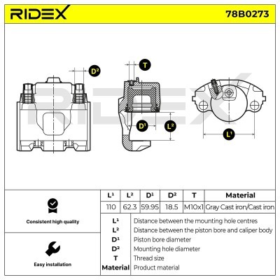 Bremssattel RIDEX 78B0273 78B0273 - foto 3
