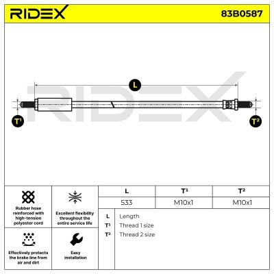 Bremsschlauch RIDEX 83B0587 83B0587 - foto 2