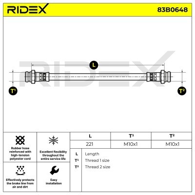 Bremsschlauch RIDEX 83B0648 83B0648 - foto 2