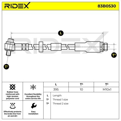 Bremsschlauch RIDEX 83B0530 83B0530 - foto 2