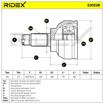 Gelenksatz, Antriebswelle RIDEX 5J0228 5J0228 - foto 6