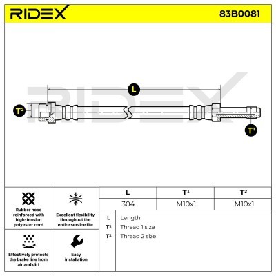 Bremsschlauch RIDEX 83B0081 83B0081 - foto 3