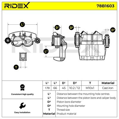 Bremssattel RIDEX 78B1603 78B1603 - foto 5