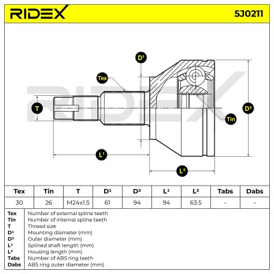 Gelenksatz, Antriebswelle RIDEX 5J0211 5J0211 - foto 5